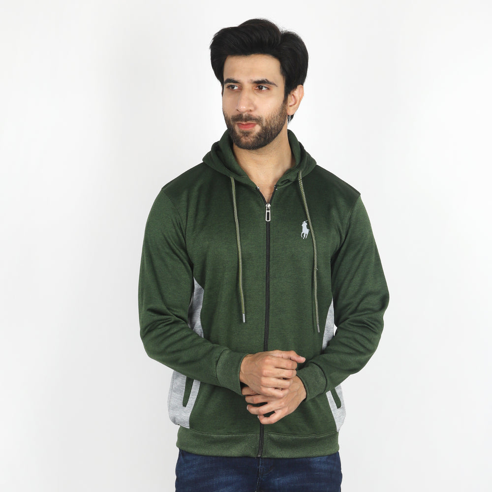 Men's Full Sleeves Hoodie Jacket - Green, Men's Jackets & Hoodies, Chase Value, Chase Value