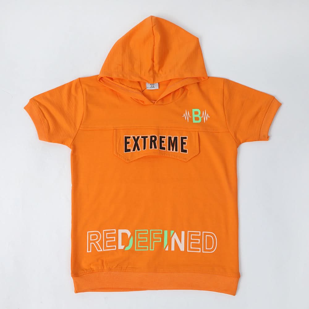 Boys Hooded T-Shirt - Peach, Boys T-Shirts, Chase Value, Chase Value
