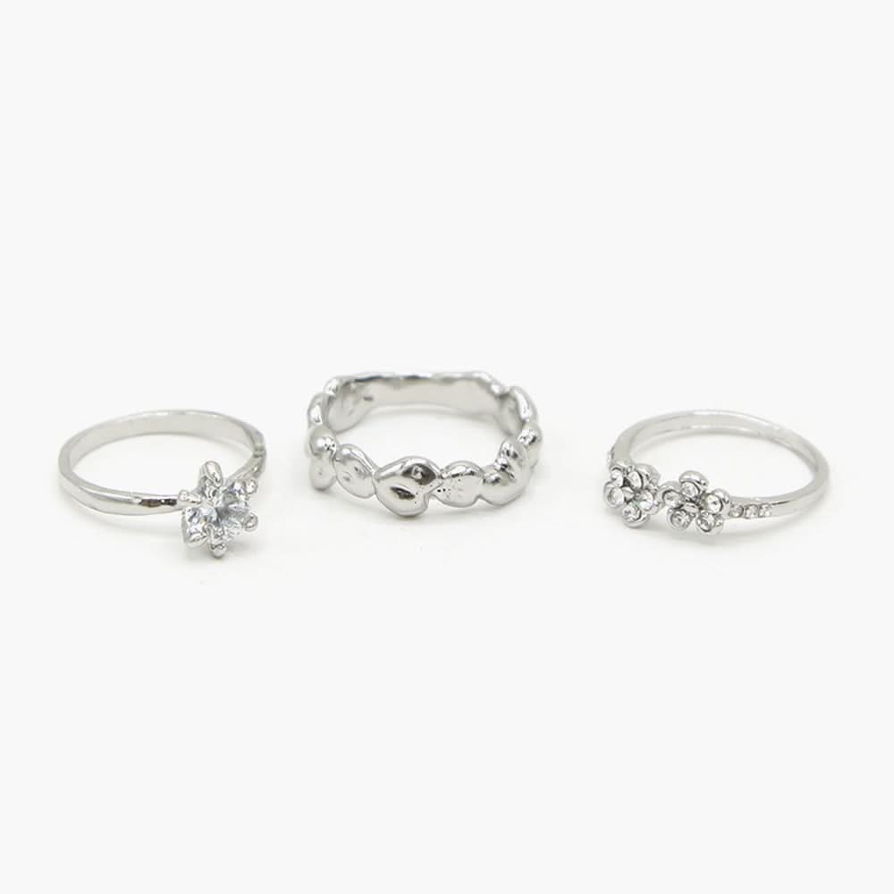 Women's Ring Pack of 3 - Silver, Women Finger Rings, Chase Value, Chase Value
