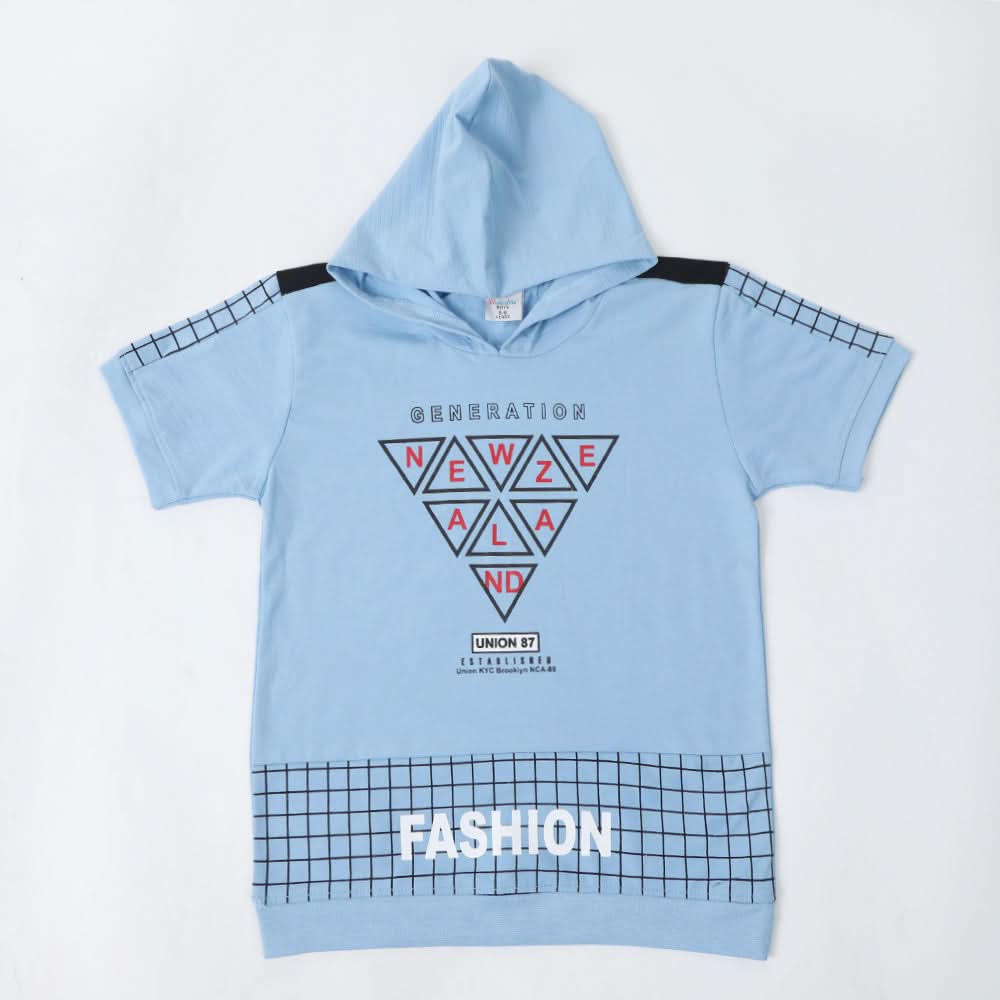 Boys Hooded T-Shirt - Sky Blue, Boys T-Shirts, Chase Value, Chase Value