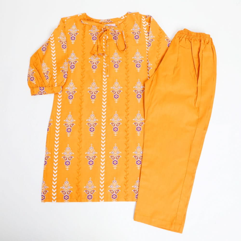 Girls Stitched Shalwar Suit - Golden, Girls Shalwar Kameez, Chase Value, Chase Value
