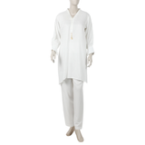 Women's Dyed Solid Co-Ord Set - White, Women Co-Ord Set, Chase Value, Chase Value