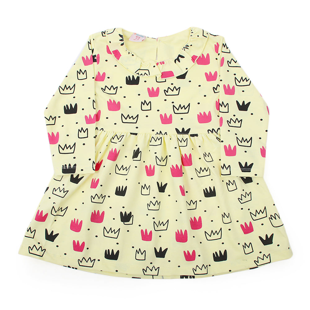 Girls Full Sleeves Frock - Lemon, Girls Frocks, Chase Value, Chase Value