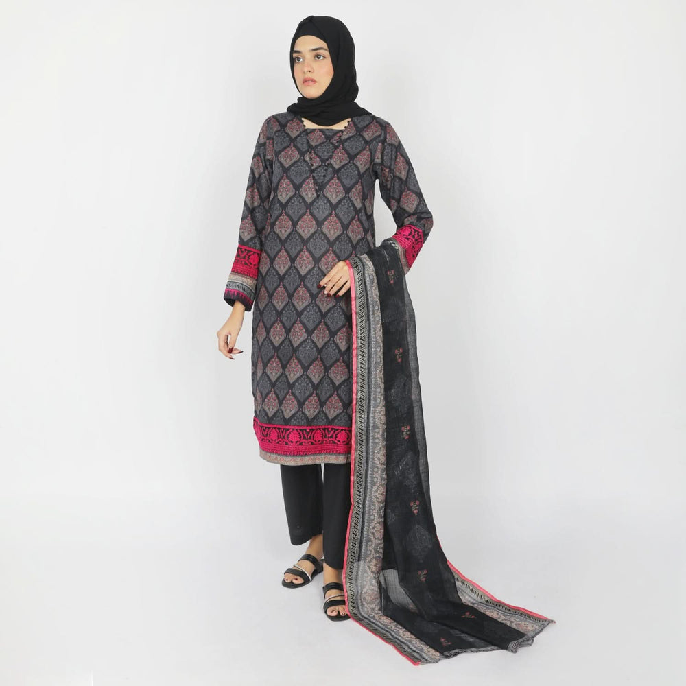 Eminent Women's Embpridered Stitched 03 Pcs Suit - Black, Women Shalwar Suits, Eminent, Chase Value