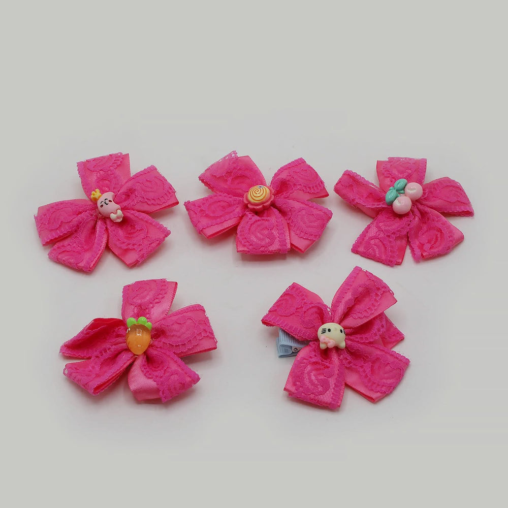 Fancy Hair Pin For Girls Pack Of 5 - Dark Pink, Girls Hair Accessories, Chase Value, Chase Value