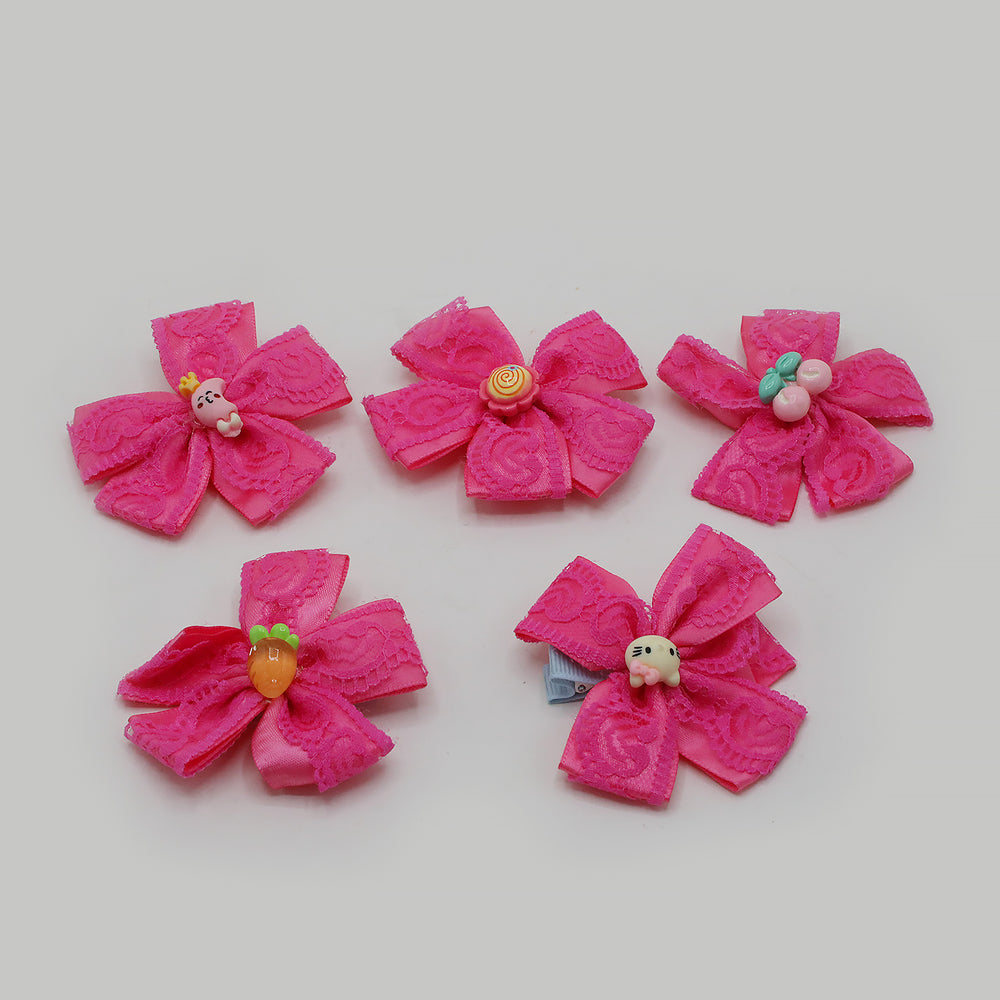 Fancy Hair Pin For Girls Pack Of 5 - Dark Pink, Girls Hair Accessories, Chase Value, Chase Value