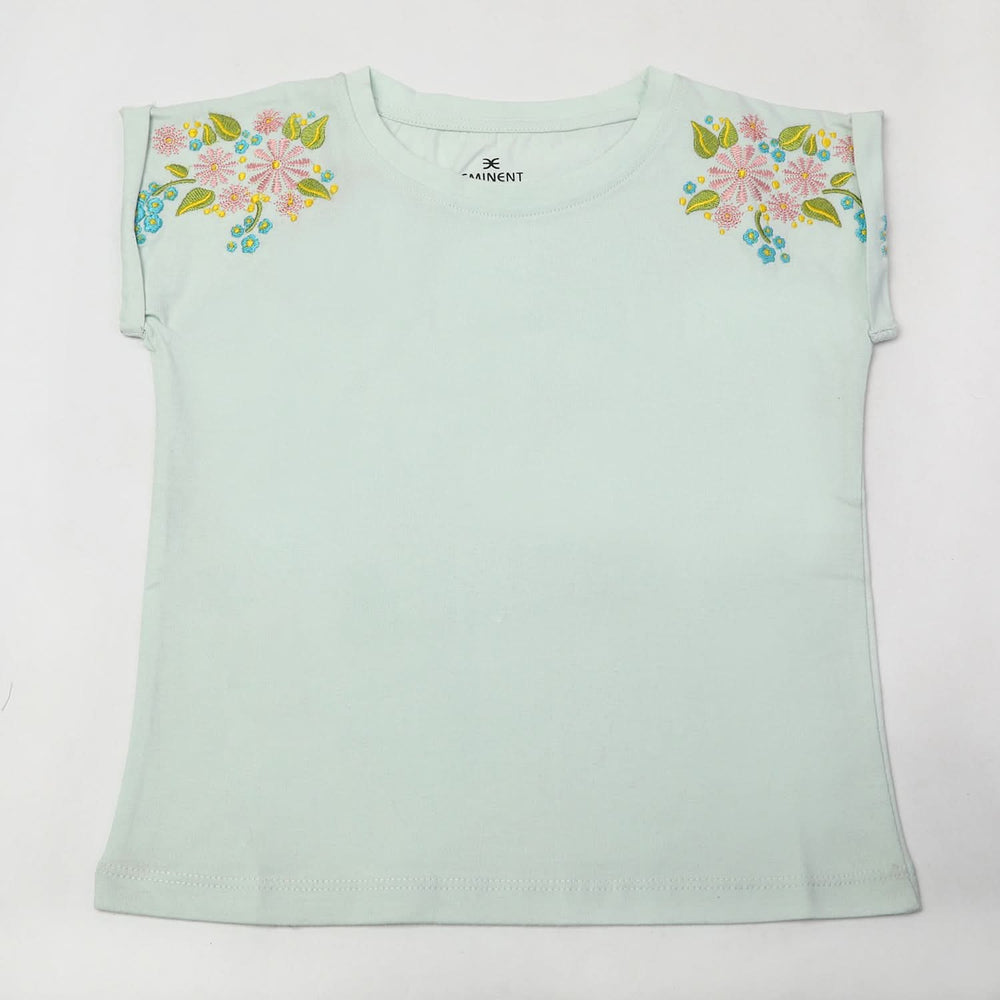 Eminent Girl's Half Sleeves T-Shirt - Sea Green, Girls T-Shirts, Eminent, Chase Value
