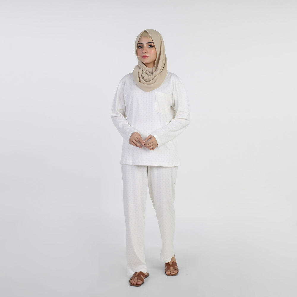 Eminent Women's Full Sleeves Night Suit - White, Women Two Piece Outfit, Eminent, Chase Value