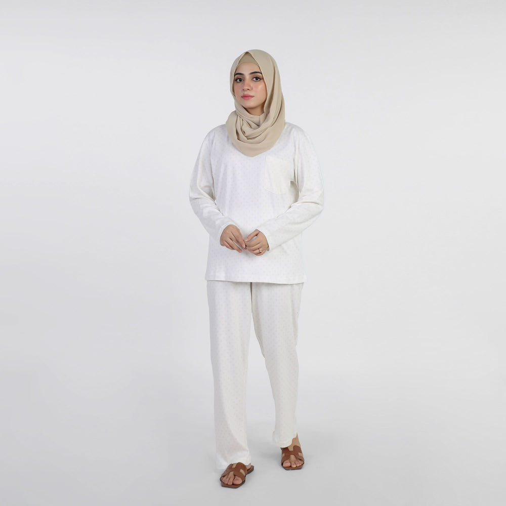 Eminent Women's Full Sleeves Night Suit - White, Women Two Piece Outfit, Eminent, Chase Value