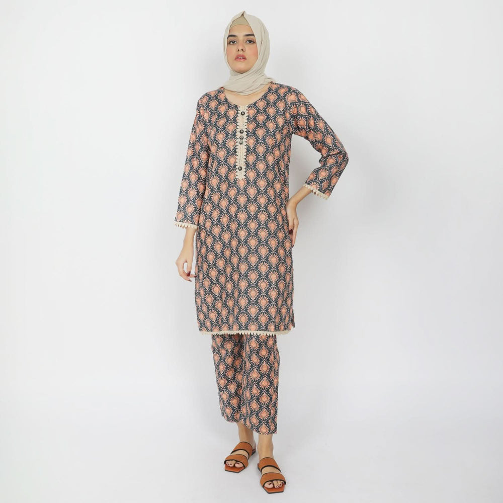 Women's Khaddar 2pcs Stitched Suit - Peach, Women Shalwar Suits, Chase Value, Chase Value