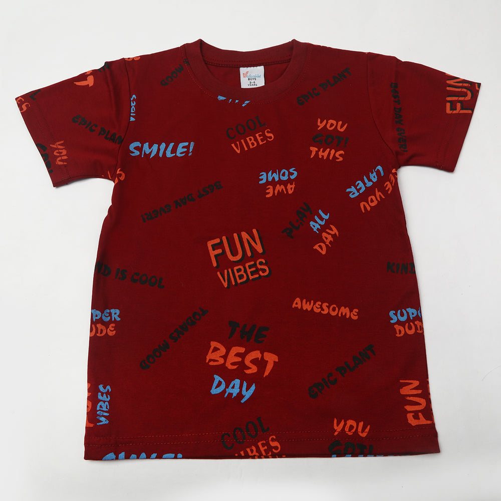 Boys Half Sleeves T-Shirt - Maroon, Boys T-Shirts, Chase Value, Chase Value