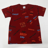 Boys Half Sleeves T-Shirt - Maroon, Boys T-Shirts, Chase Value, Chase Value