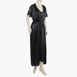 Women's 3Pcs Long Nighty - Black, Women Night Suit, Chase Value, Chase Value