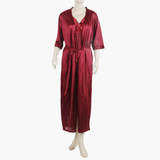 Women's 3Pcs Long Nighty - Maroon, Women Night Suit, Chase Value, Chase Value
