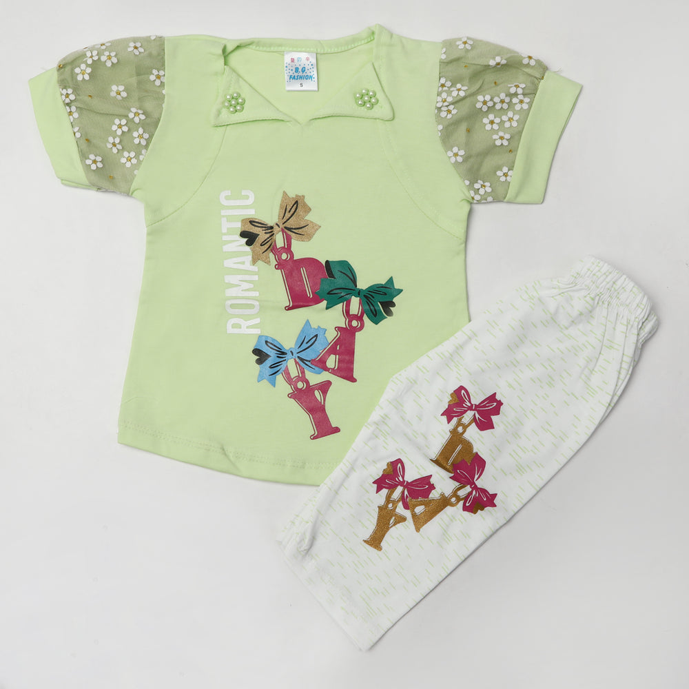 Girls Half Sleeves Suits - Light Green, Girls Suits, Chase Value, Chase Value