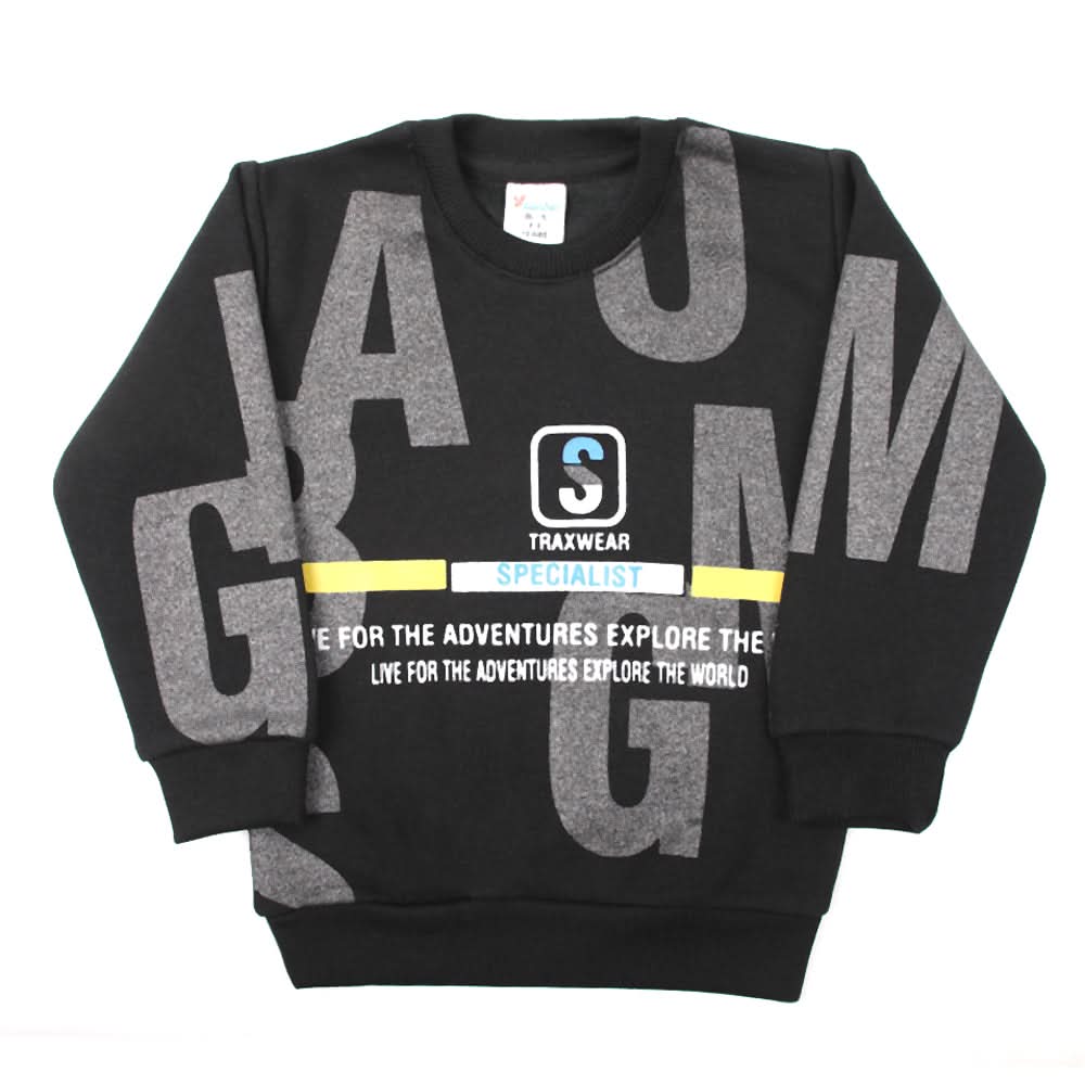 Boys Round Neck Full Sleeves T-Shirt - Black, Boys T-Shirts, Chase Value, Chase Value