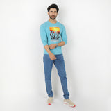 Men's Full Sleeves Printed T-Shirt - Sea Green, Men's T-Shirts & Polos, Chase Value, Chase Value