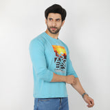 Men's Full Sleeves Printed T-Shirt - Sea Green, Men's T-Shirts & Polos, Chase Value, Chase Value