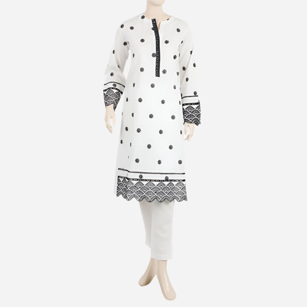 Eminent Women's Embroidered Shalwar Suit - White, Women Shalwar Suits, Eminent, Chase Value