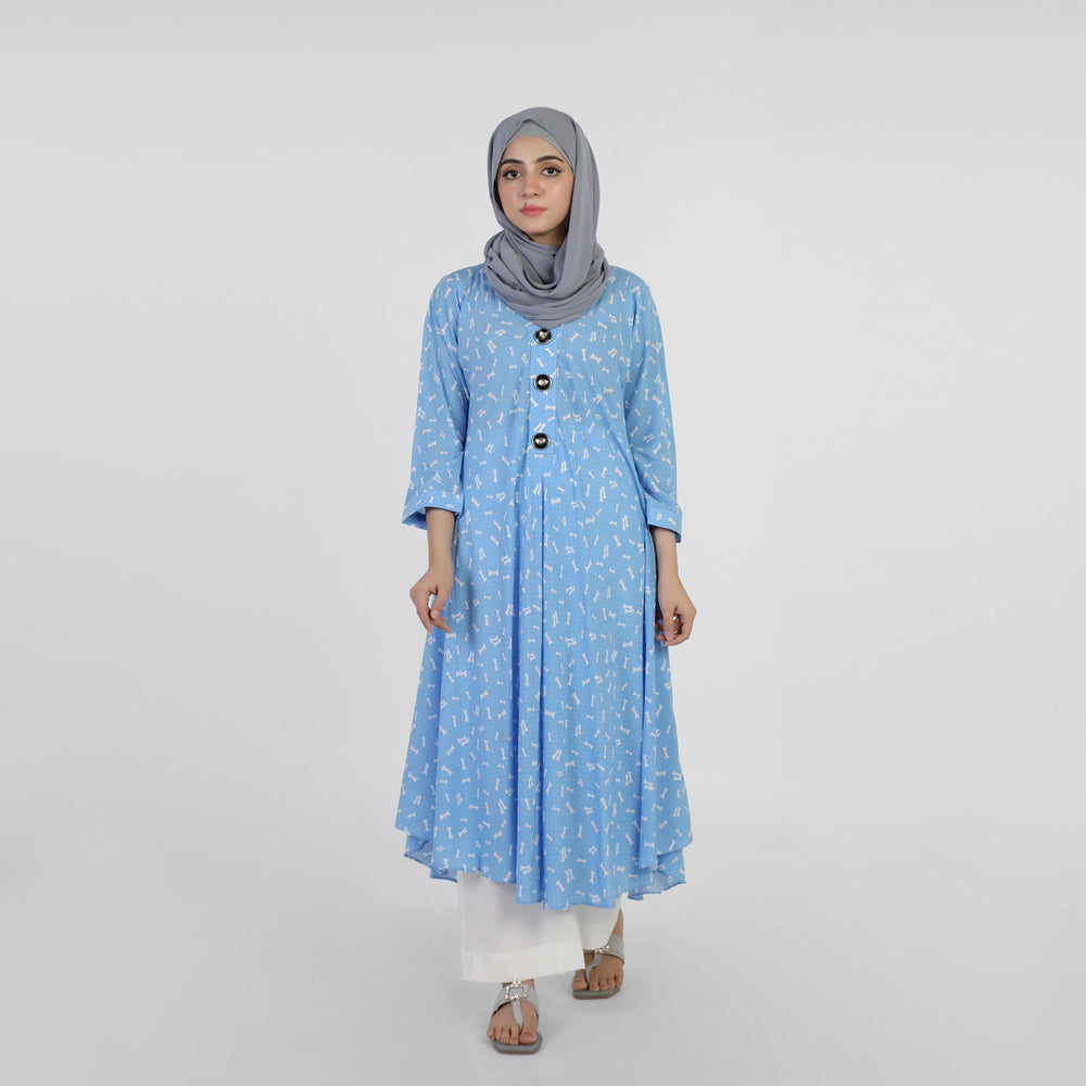 Women's Jalpari Printed Kurti - Sky Blue, Women Ready Kurtis, Chase Value, Chase Value