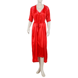 Women's 3Pcs Long Nighty - Red, Women Night Suit, Chase Value, Chase Value