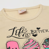 Girl's Half Sleeves Skirt Suit - Cream, Girls Suits, Chase Value, Chase Value