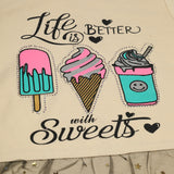 Girl's Half Sleeves Skirt Suit - Cream, Girls Suits, Chase Value, Chase Value