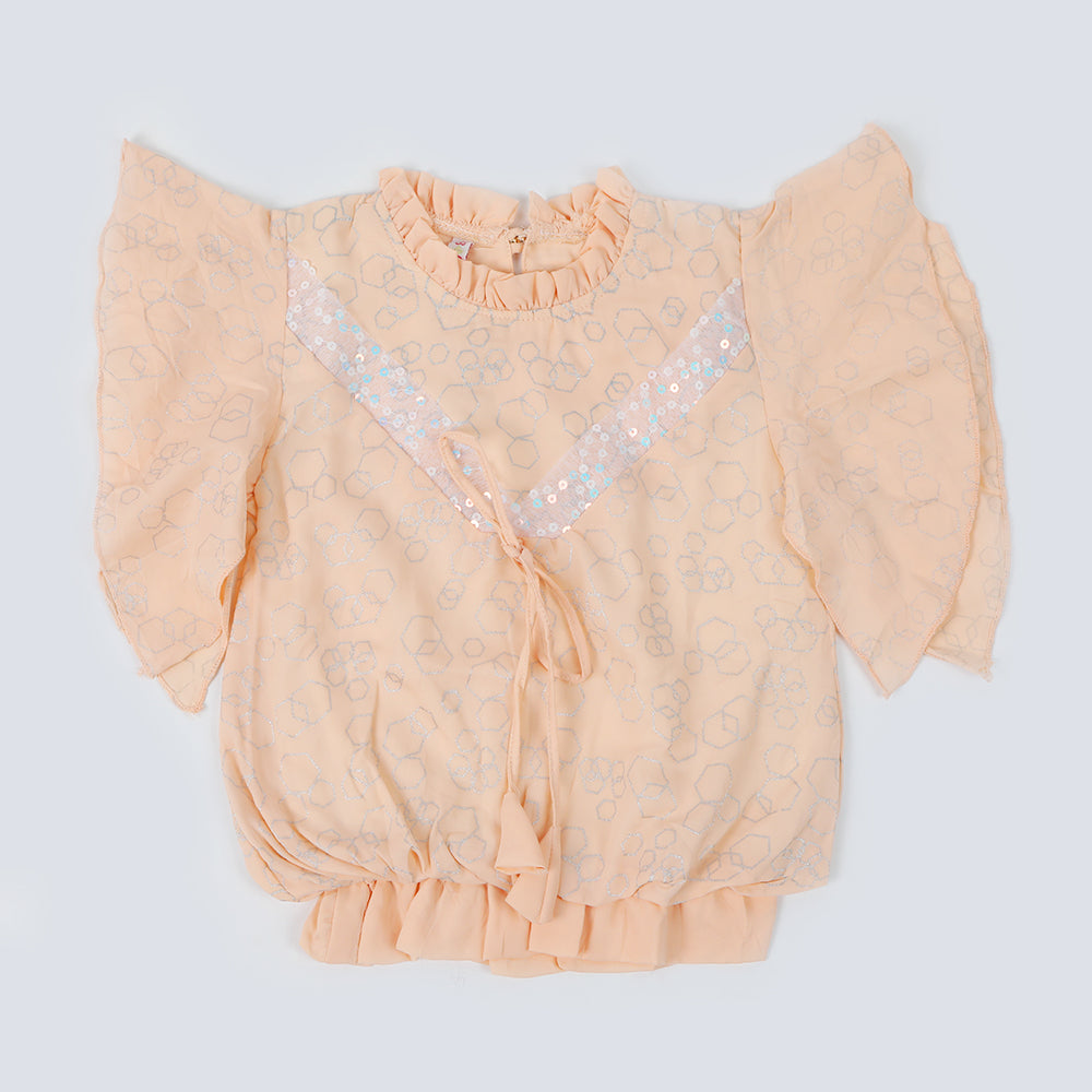 Girls Western Top - Peach, Girls Tops, Chase Value, Chase Value