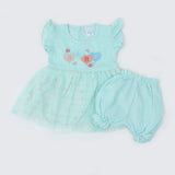 Newborn Girls Half Sleeves Suit - Cyan, Newborn Girls Sets & Suits, Chase Value, Chase Value