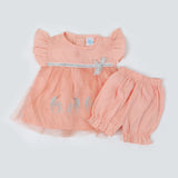 Newborn Girls Half Sleeves Suit - Peach, Newborn Girls Sets & Suits, Chase Value, Chase Value