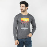 Men's Full Sleeves Printed T-Shirt - Dark Grey, Men's T-Shirts & Polos, Chase Value, Chase Value