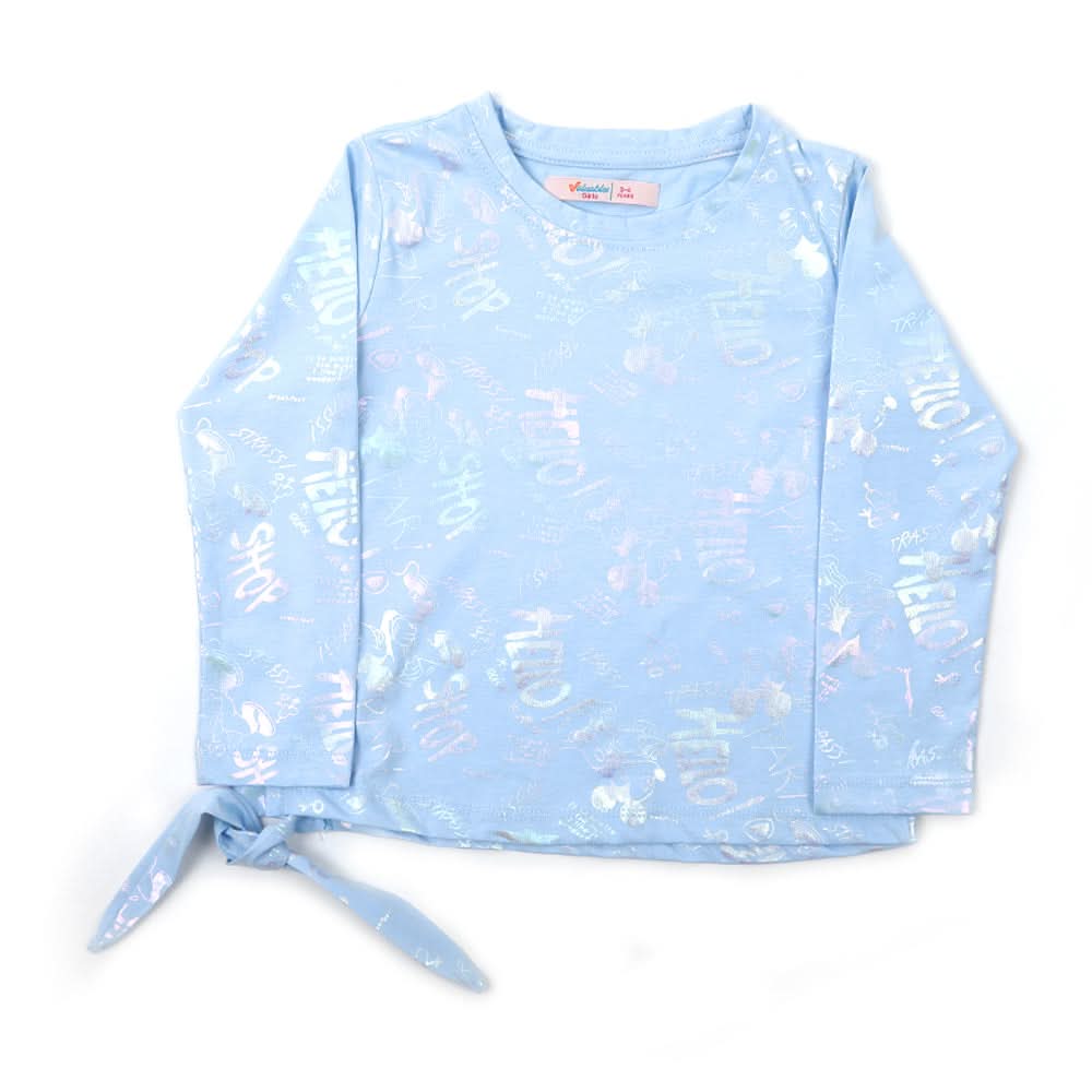 Girls Full Sleeves T-Shirt - Sky Blue, Girls T-Shirts, Chase Value, Chase Value