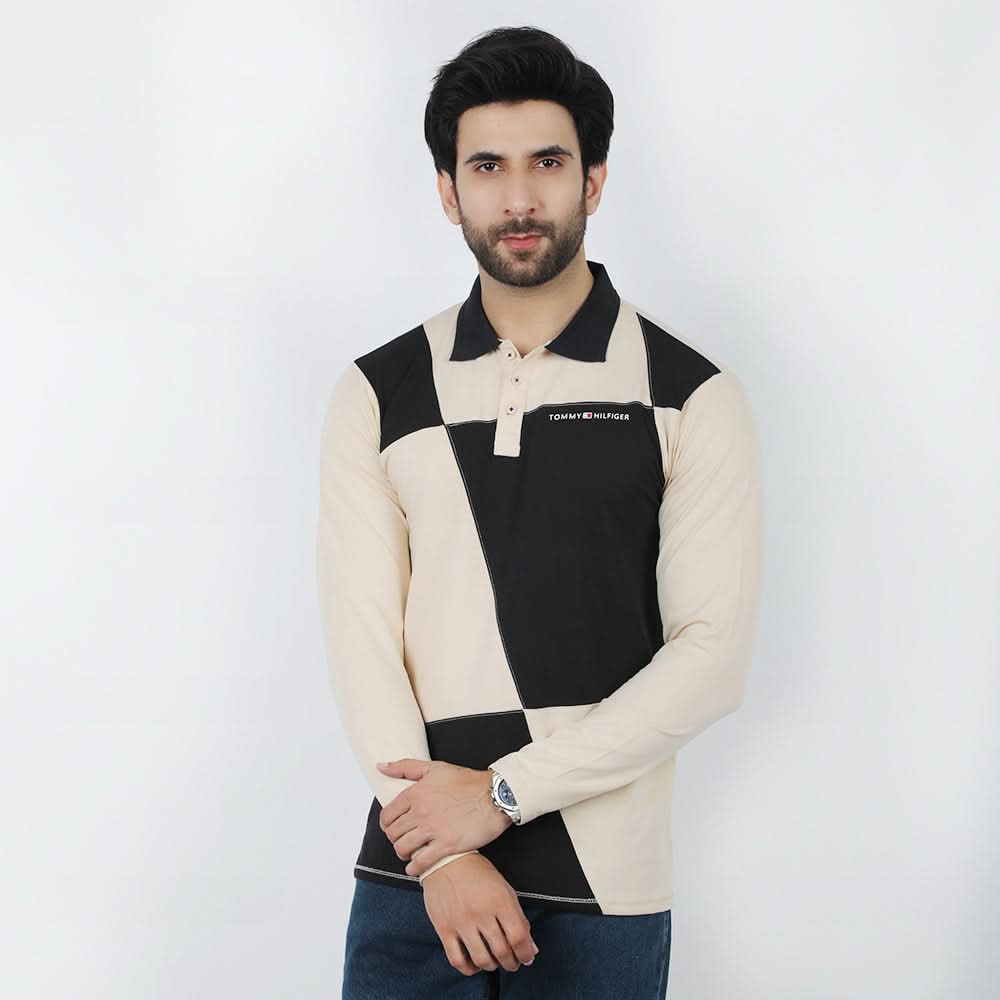 Men's Full Sleeves Polo T-Shirt - Fawn, Men's T-Shirts & Polos, Chase Value, Chase Value