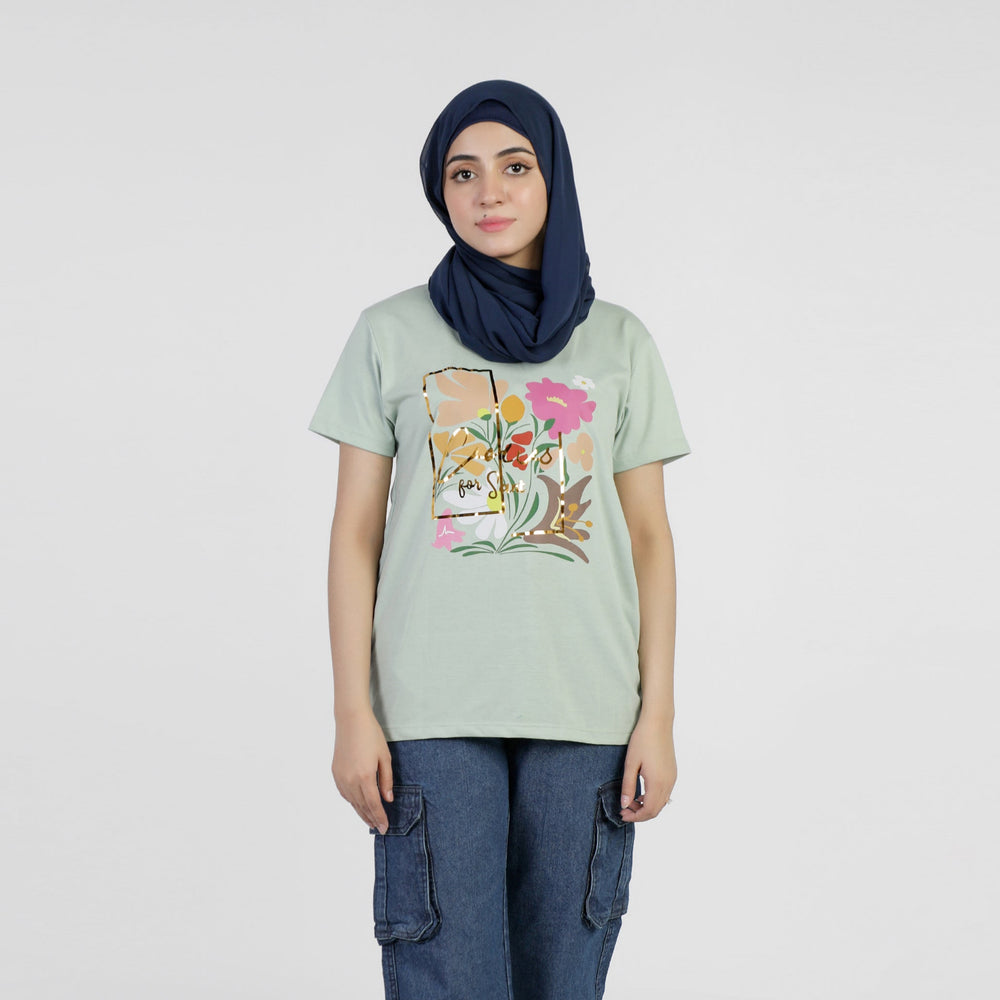 Valuable Women's Half Sleeves T-Shirt - Sea Green, Women T-Shirts & Tops, Chase Value, Chase Value