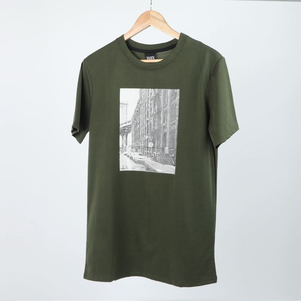 Men's Half Sleeves Printed T-Shirt - Dark Green, Men's T-Shirts & Polos, Chase Value, Chase Value