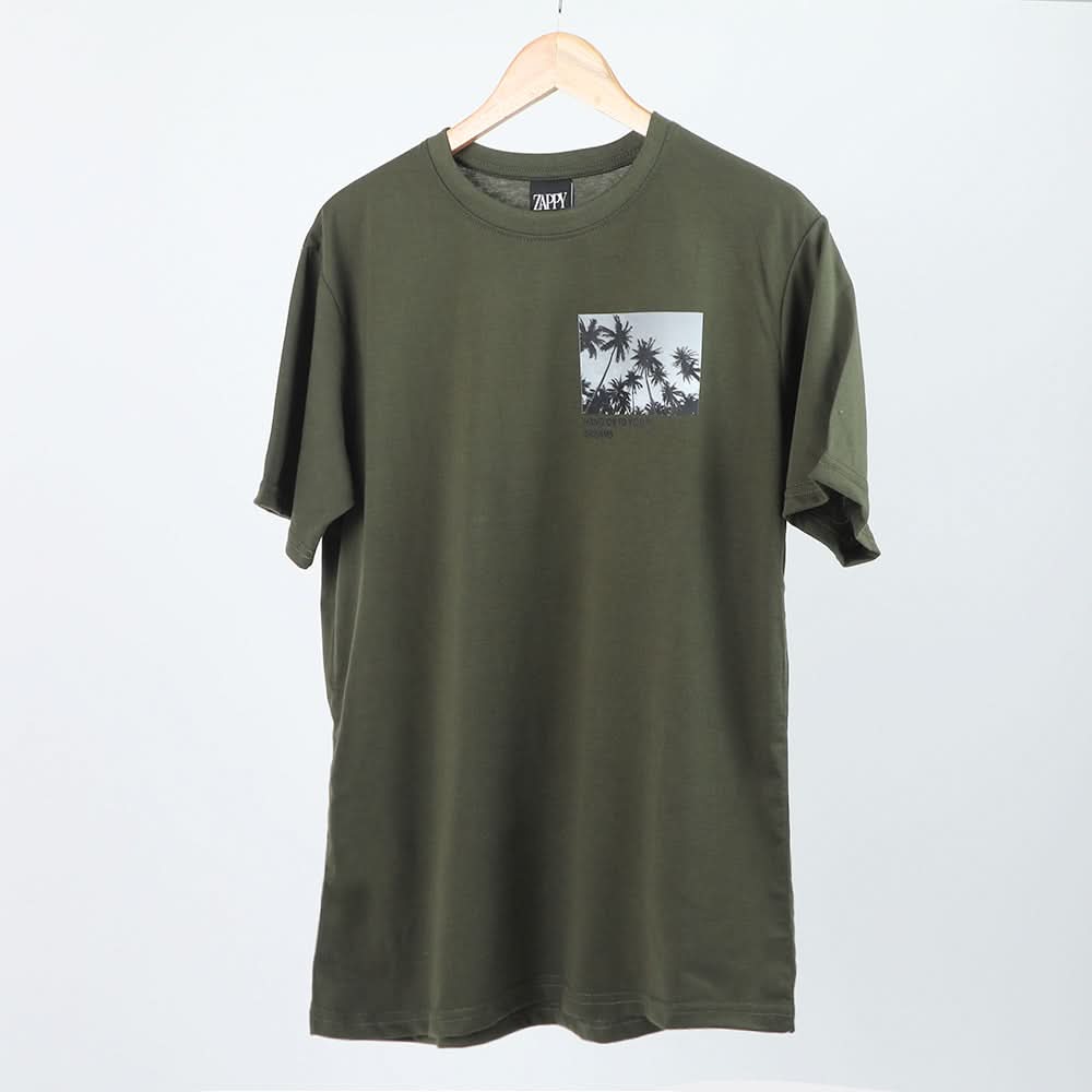 Men's Half Sleeves Printed T-Shirt - Olive Green, Men's T-Shirts & Polos, Chase Value, Chase Value