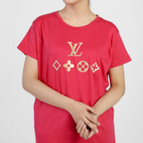 Women's Printed Half Sleeves T-Shirt - Dark Pink, Women T-Shirts & Tops, Chase Value, Chase Value