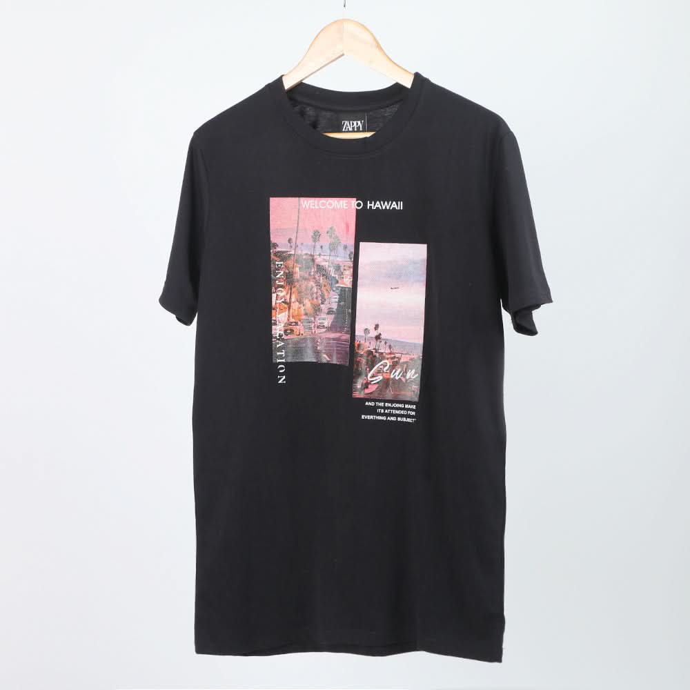 Men's Half Sleeves Printed T-Shirt - Black, Men's T-Shirts & Polos, Chase Value, Chase Value