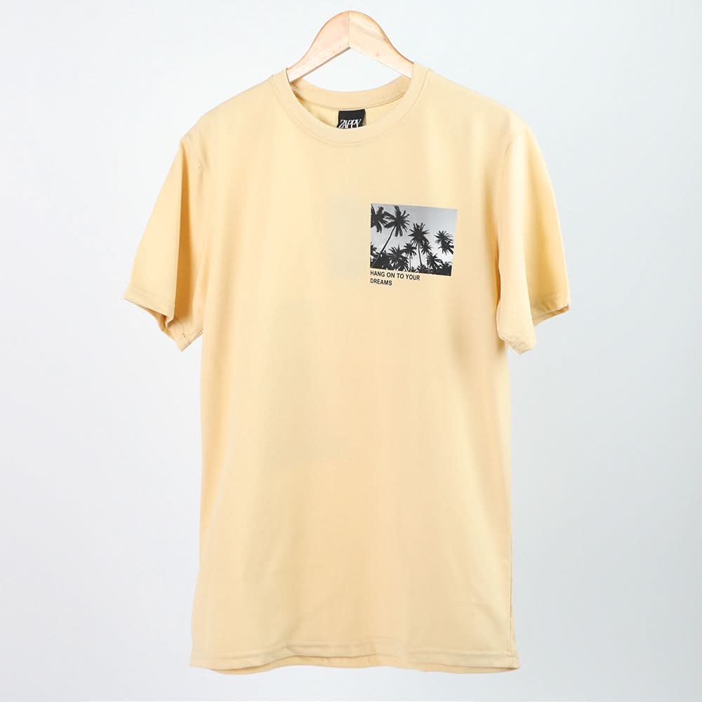 Men's Half Sleeves Printed T-Shirt - Cream, Men's T-Shirts & Polos, Chase Value, Chase Value