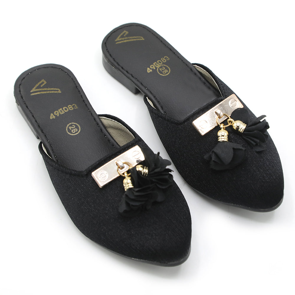 Girls Backless Pump Slipper - Black, Girls Backless Pump, Chase Value, Chase Value