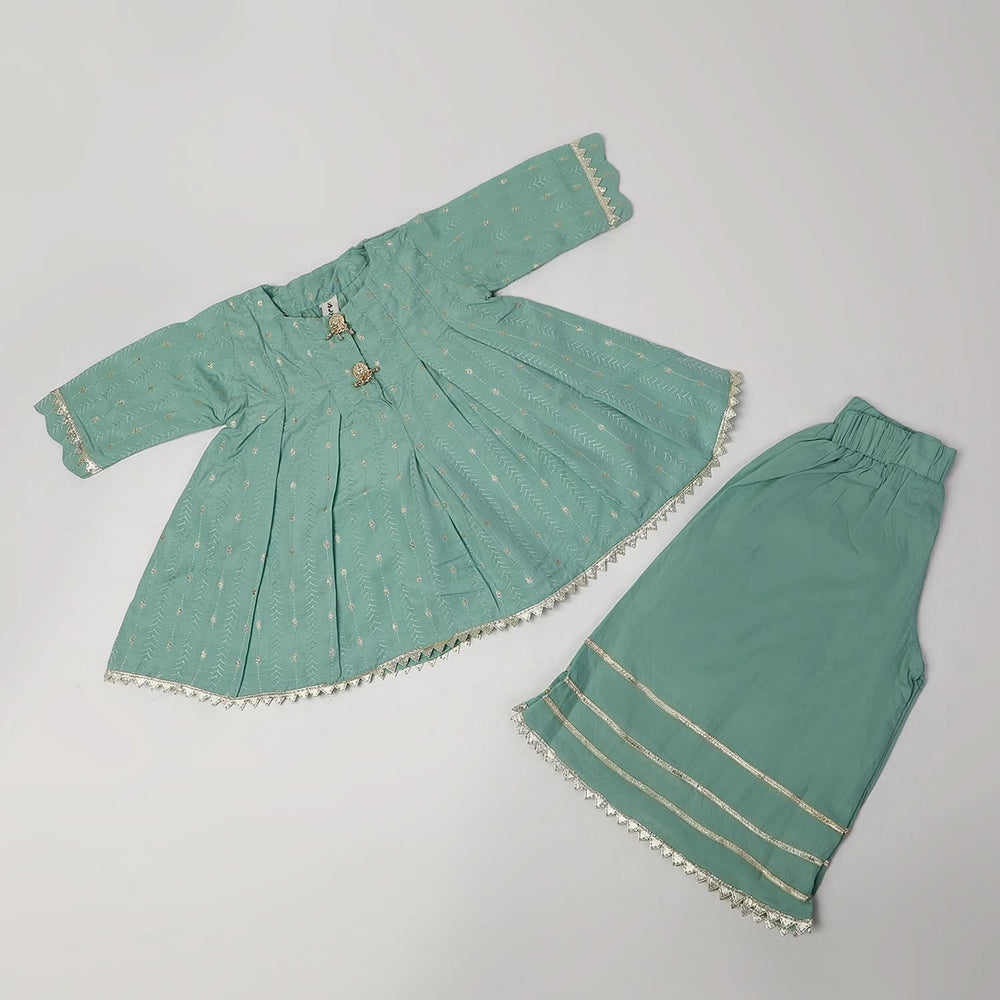 Girls Shalwar Suit 2Pcs - Sea Green, Girls Shalwar Kameez, Chase Value, Chase Value
