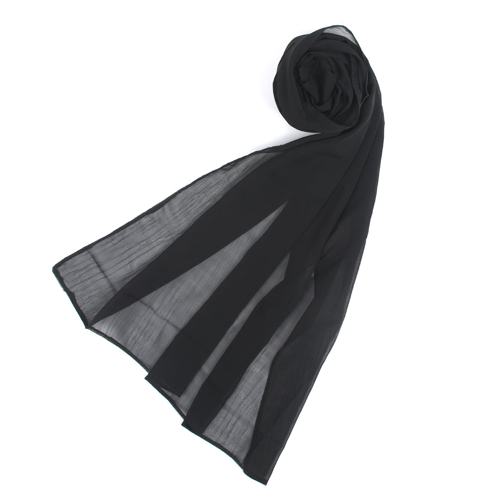 Women's Plain Georgette Stole - Black, Women Shawls & Scarves, Chase Value, Chase Value