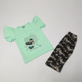 Girls Tight Half Sleeves Suit - Sea Green, Girls Suits, Chase Value, Chase Value