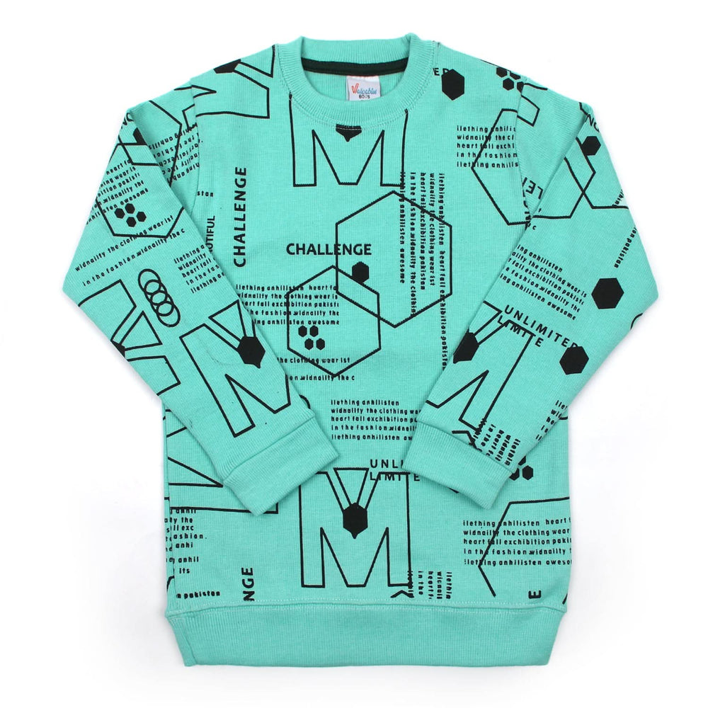 Boys Full Sleeves Sweatshirt - Cyan, Boys Hoodies & Sweat Shirts, Chase Value, Chase Value