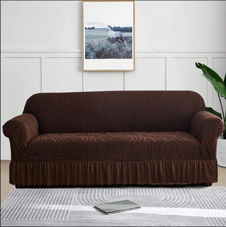 Zebra Velvet Sofa Covers (7 Seater) - Brown, Sofa Cover, Chase Value, Chase Value