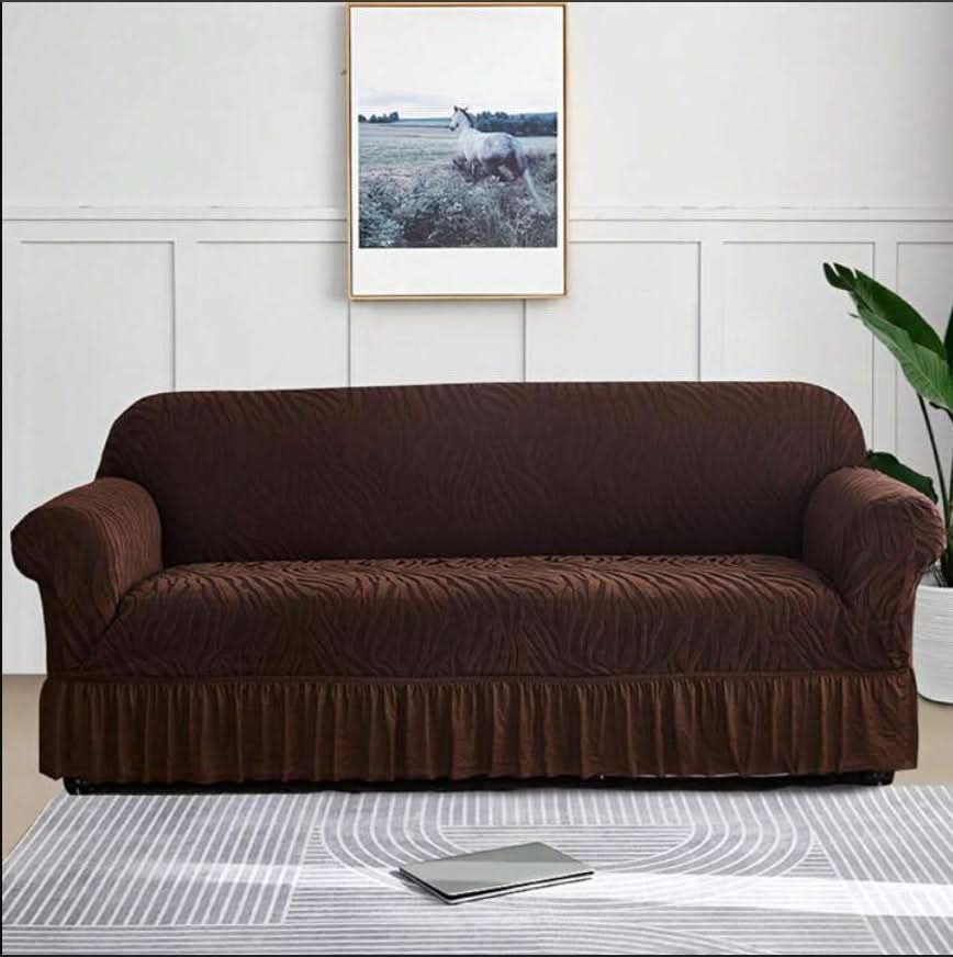 Zebra Velvet Sofa Covers (5 Seater) - Brown, Sofa Cover, Chase Value, Chase Value
