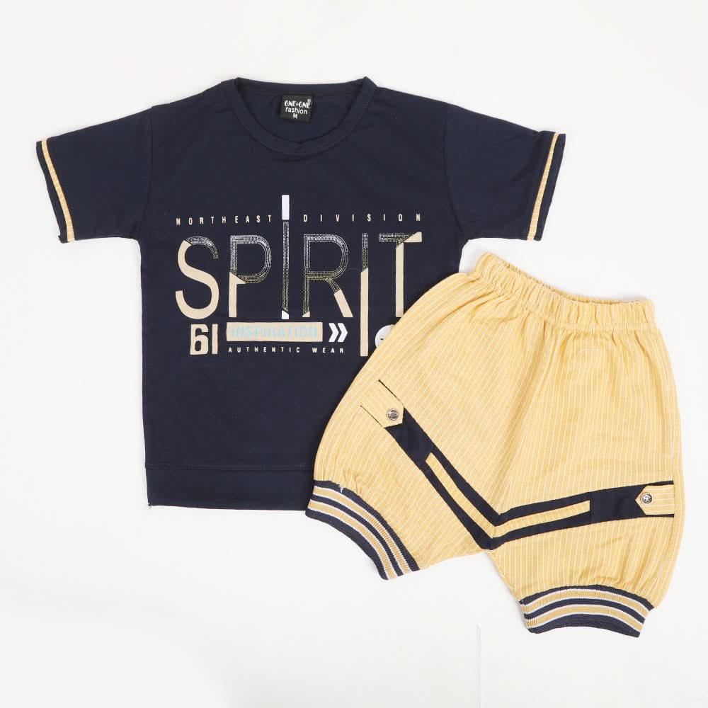 Boys Half Sleeves Suit - Navy Blue, Boys Sets & Suits, Chase Value, Chase Value