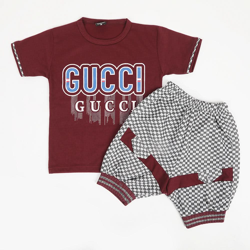 Boys Half Sleeves Suit - Maroon, Boys Sets & Suits, Chase Value, Chase Value