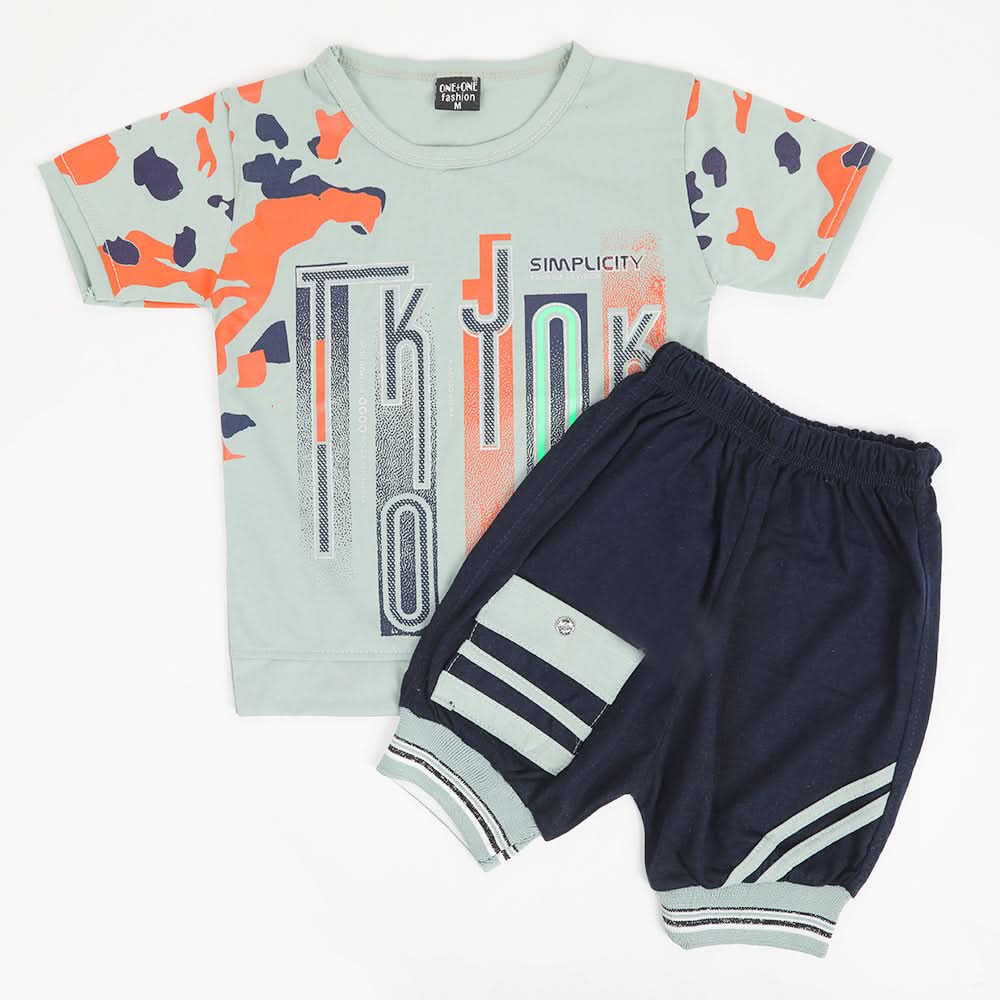 Boys Half Sleeves Suit - Light Green, Boys Sets & Suits, Chase Value, Chase Value