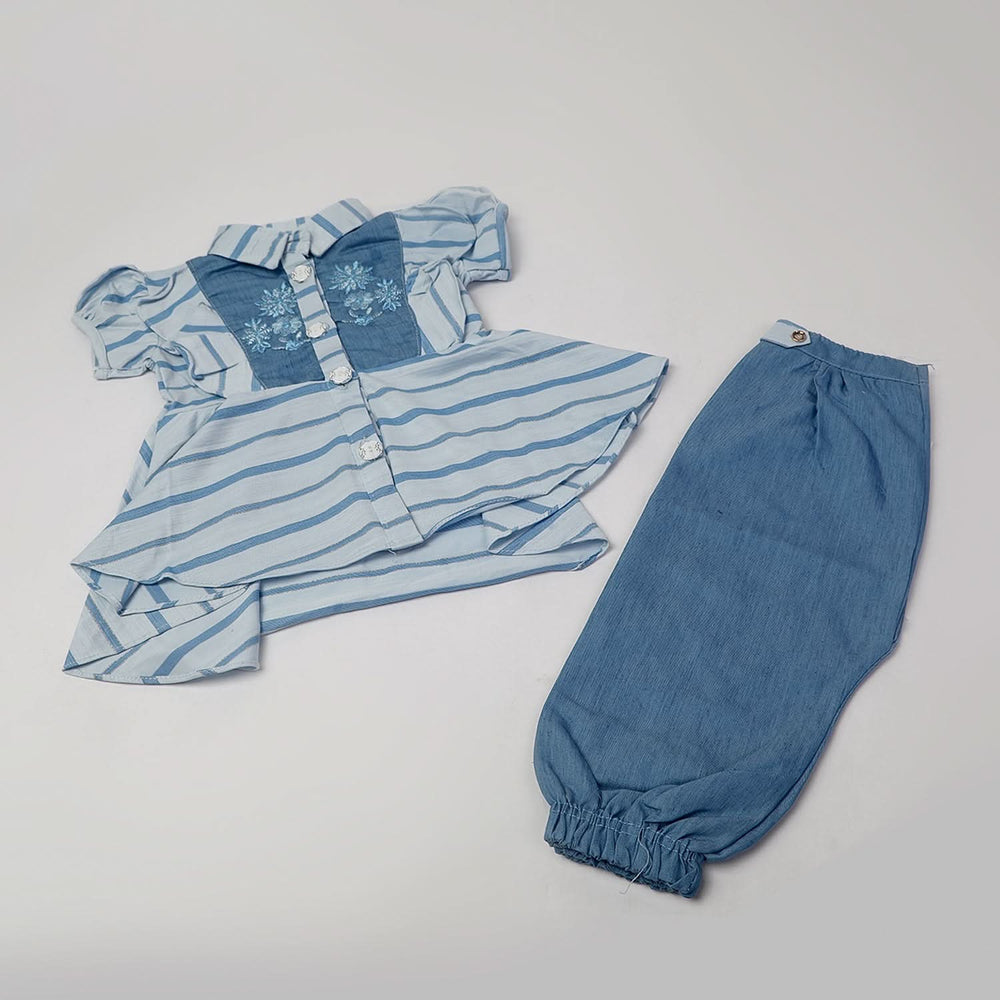 Girls Tight Half Sleeves Suit - Light Blue, Girls Suits, Chase Value, Chase Value